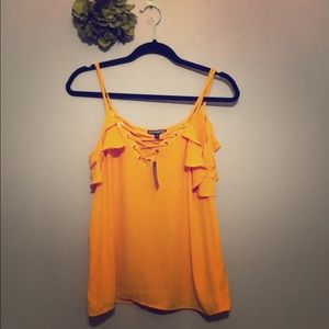 Express yellow ruffle spaghetti strap